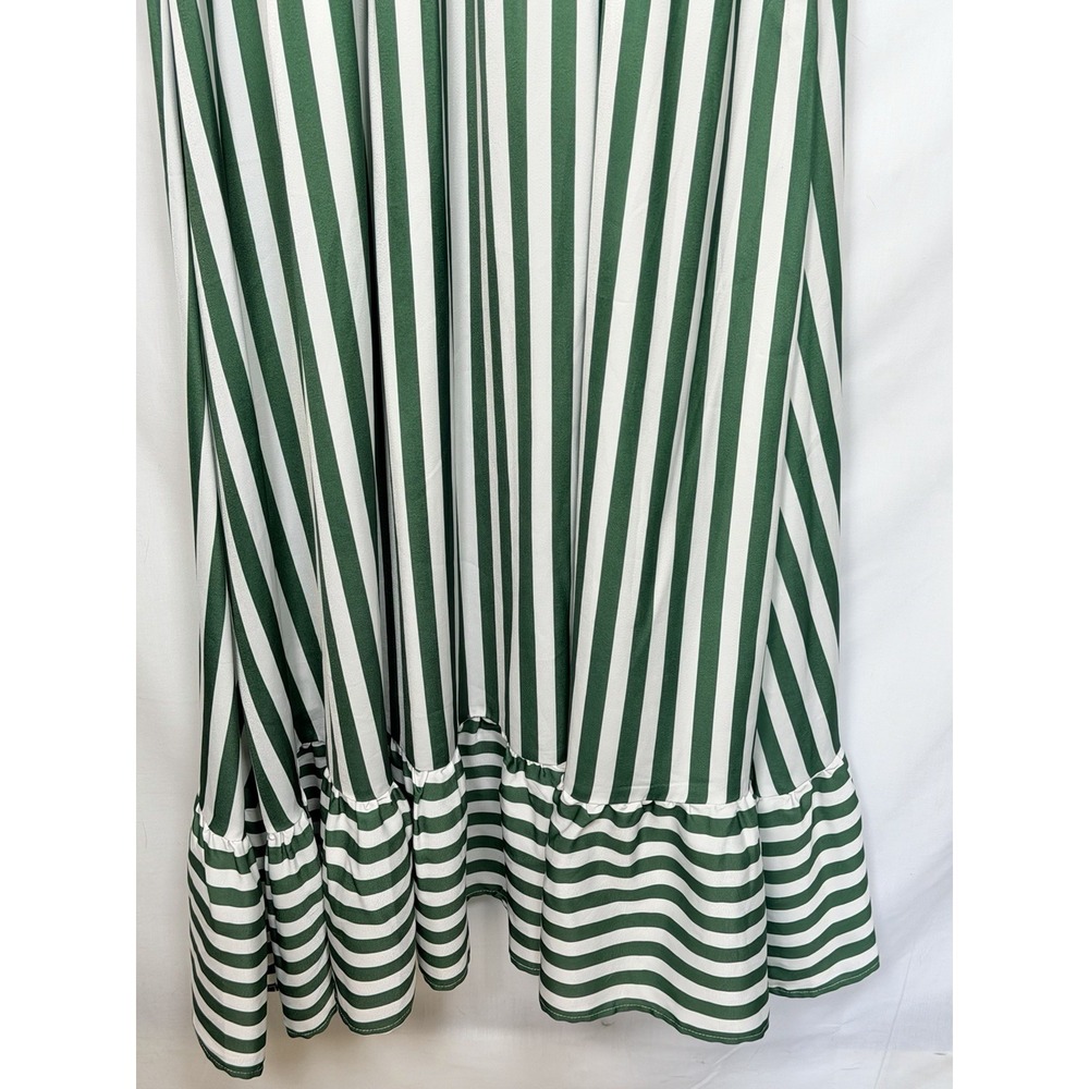 Summersalt Silky Luxe Smocked Maxi Dress Green White Stripe Tie Shoulder L - Picture 3 of 13